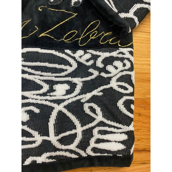 Vintage La Daphne Italian Sweater. Italy Size 36. Black Zebra Velour Velvet Gold - Picture 5 of 16